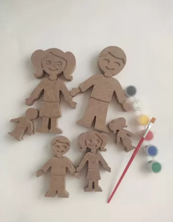 Aile Figürlü Ahşap Boyama Seti