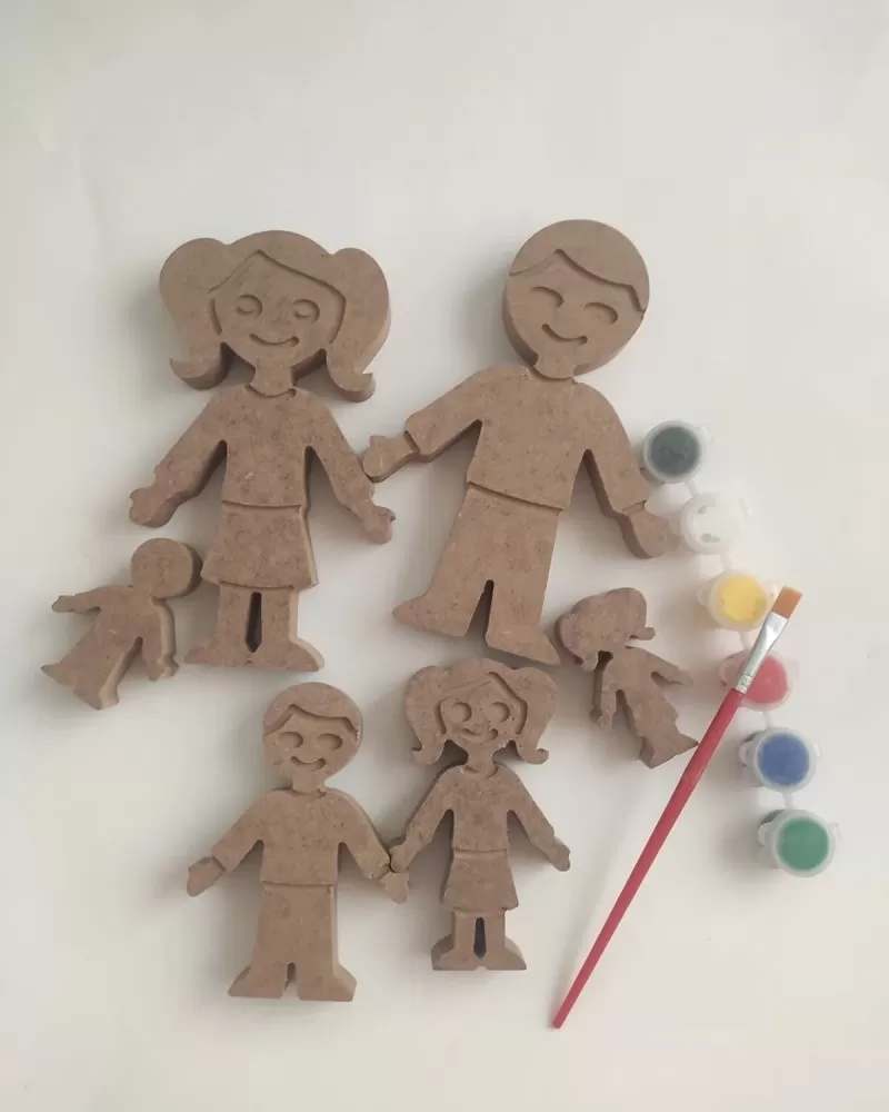 Aile Figürlü Ahşap Boyama Seti