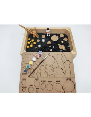 Uzay Temalı Duyusal Oyun Seti Ahşap Gezegenli