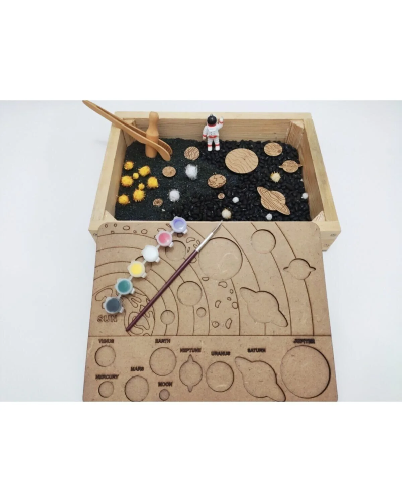 Uzay Temalı Duyusal Oyun Seti Ahşap Gezegenli